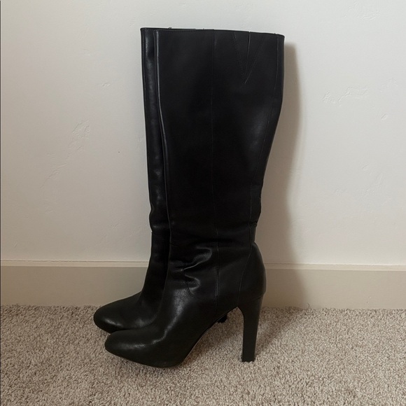 INC International Concepts Lea¹ther Knee High Black Boots - Picture 2 of 8